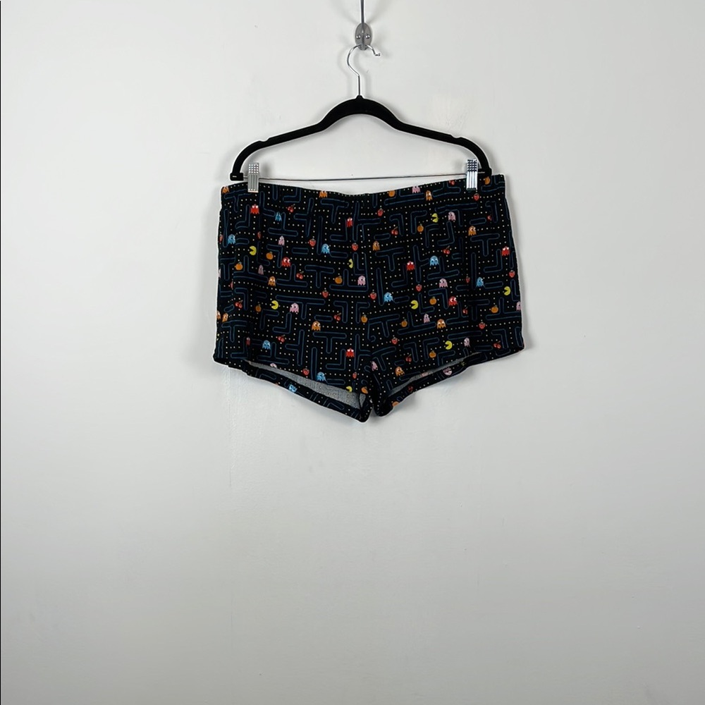 Pac-Man Retro Video Game Arcade Women's XL Black Patterned Pullon Pajamas Shorts